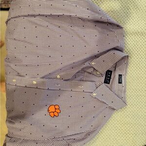 Vesi Clemson Purple and Orange Checkered Shirt